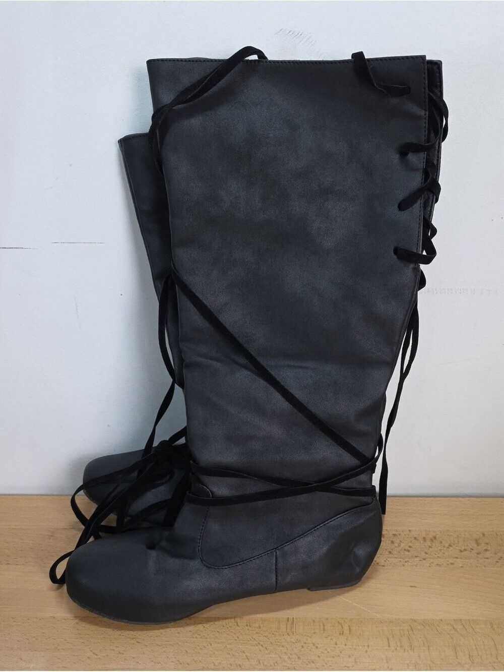 Tall Lace-Up Women's Boots - Black Size 40